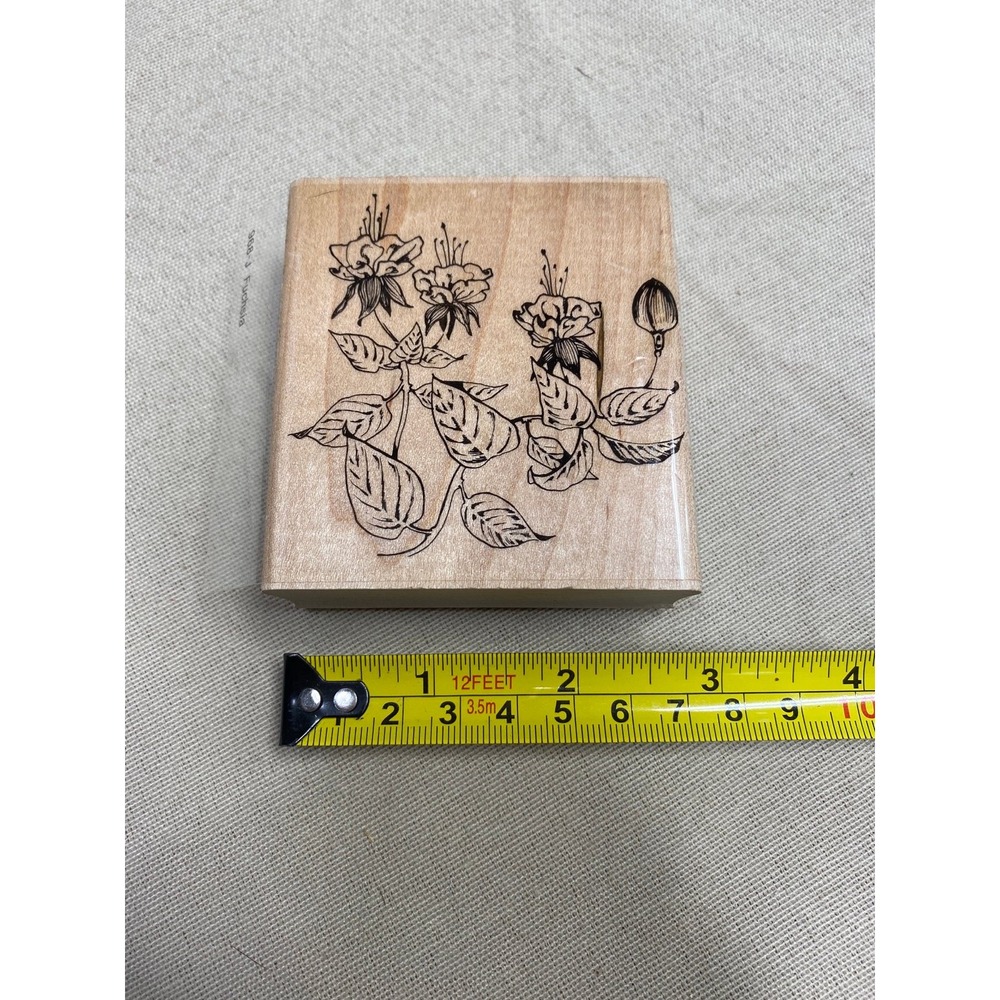 Vintage 1993 Embossing Arts Co Fuchsia Wooden Rubber Stamp 968-J Floral Design